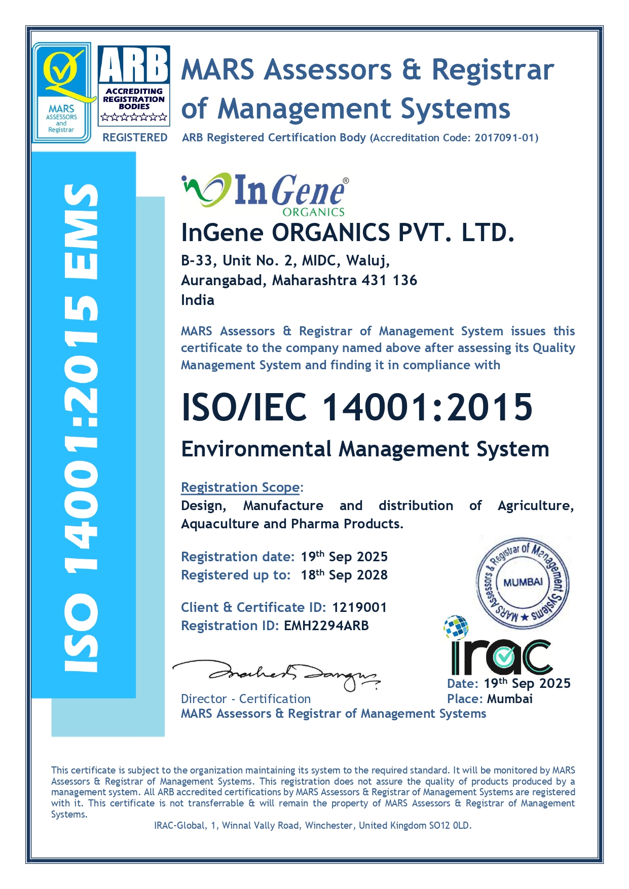 BIOSTADT INDIA LTD. ISO/IEC