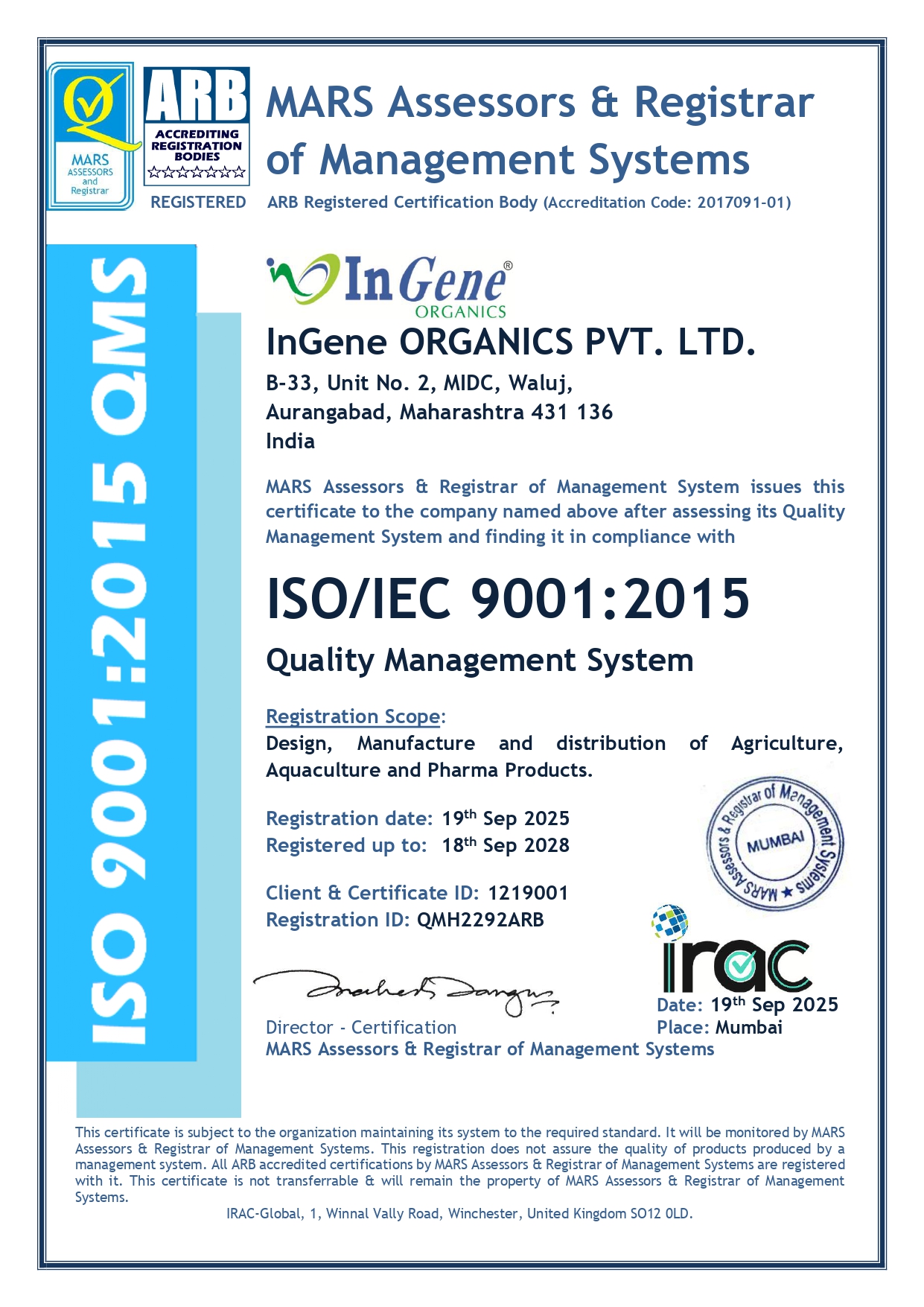 BIOSTADT INDIA LTD. ISO/IEC